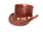 steampunk  leather five cent Buffalo nickel band top hat