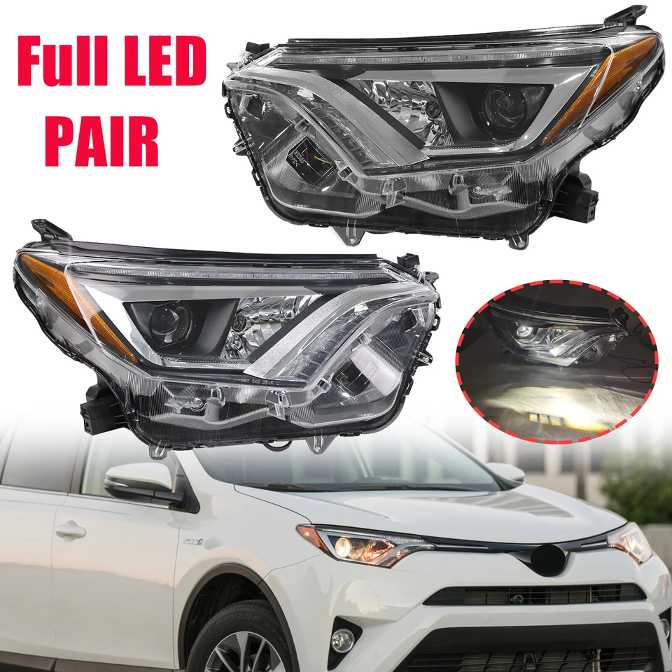 Pair FIT 2016 2017 2018 Toyota RAV4 Bi-LED Headlight Headlamps Chrome Right&Left - Image 1 of 4