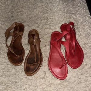 Tory Burch MINNIE Travel Red And Brown Lot Convertible Back Strap Leather 9m - Picture 1 of 6