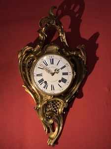 Museale Louis XV Bronze Cartel Pendule 1750 original feuervergoldet signiert Uhr - Bild 1 von 10