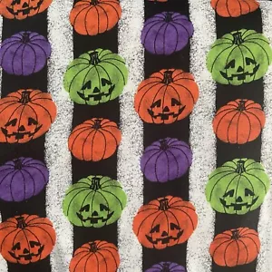 3 Yd Halloween Pumpkin Cotton Fabric David Textiles stripe purple lime 9 feet - Picture 1 of 2