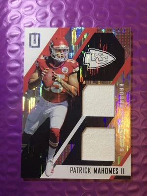 Patrick Mahomes 2017 Unparalleled Player Worn Jersey RC Wind Chimes  /199 - Image 1 of 2