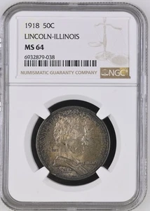 1918 Illinois Commemorative Half Dollar NGC MS-64 - Picture 1 of 2