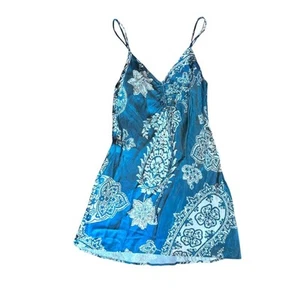Zara seidiges Schlupfkleid blau und creme Blumenmuster Xs - Bild 1 von 5