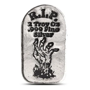 2 oz Monarch Tombstone Zombie Hand Silver Bar (New) - Picture 1 of 2