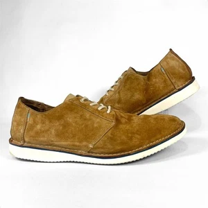 Toms Preston 10013255 Tan Brown Pig Suede Lace-Up Oxford Loafers Size Mens 13 - Picture 1 of 10