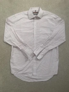 Mens Austin Reed Red Striped Formal Cotton Shirt, 16" Collar Double Cuff - Picture 1 of 3