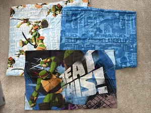 3-pc TMNT Teenage Mutant Ninja Turtles Twin Cotton Sheet Set 2012 EUC Pillowcase - Picture 1 of 6