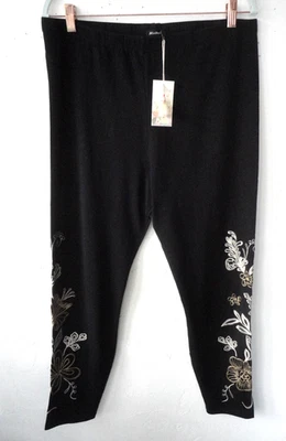 JOHNNY WAS Leggings Bordados XL ~ Adelaide Negro Algodón Elástico NUEVO CON ETIQUETAS FRESCO Foto 1 de 4