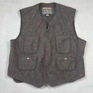 VTG Woolrich Vest Mens Large Plaid Wool Outdoor Utility Hunting Pockets USA - Picture 1 of 9