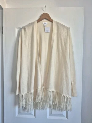 NUEVO CON ETIQUETAS CLUB MONACO 100% CACHEMIR CREMA LÍNEA A CÁRDIGAN CON BORLAS TALLA XS/S  Foto 1 de 3