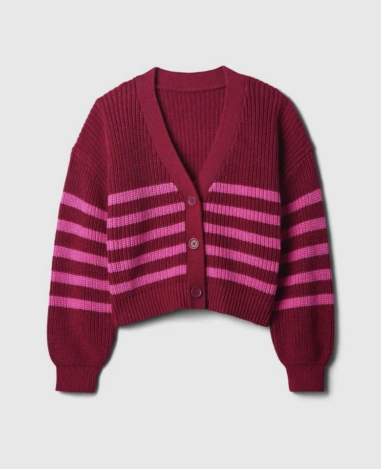 Suéter Cárdigan GAP Punto Coctelera Manga Globo Cuello V (tallas: S 6/7, M 8) $49 Foto 1 de 4