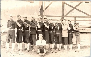 c1910 foto squadra di baseball RPPC antica cartolina KE14 - Foto 1 di 4