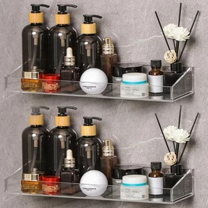 2 Pack Shower Caddy Bathroom Organizer Acrylic Shelves 15"clear Floating Stick - Bild 1 von 7