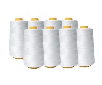 AK Trading 8 - Cones of White All Purpose Sewing Thread (6000 Yards Each) - Image 1 of 3