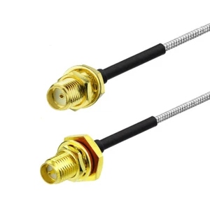 SMA Female to RP-SMA Female bulkhead Pigtail semi-rigid 0.086" cable RG405 15cm - Picture 1 of 3