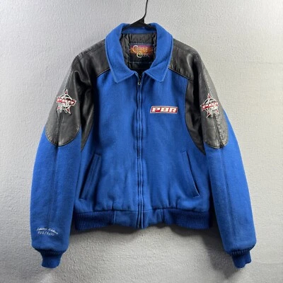 Chaqueta Cripple Creek PBR para Hombres Grande Cuero de Cordero Lana 2001 Bud Light Cup Rodeo Foto 1 de 4