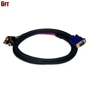 6 Fuß Projektorkabel VGA HD15 auf 3-RCA YPbPr RGB Component Video Adapterkabel - Bild 1 von 3
