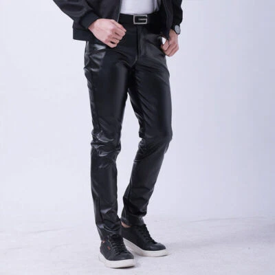 Mens Leather Trousers Motorbike Motorcycle Jeans Biker Cowhide Pants Spring Men - Image 1 of 4