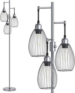 Dimmable Floor Lamp, 3 X 800LM LED Edison Bulbs Included, Industrial Floor Lamp - Picture 1 of 12