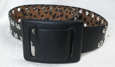 BETSEY JOHNSON Double Grommet Black M/L Belt Vegan Faux Leather — 第 1/4 张图片