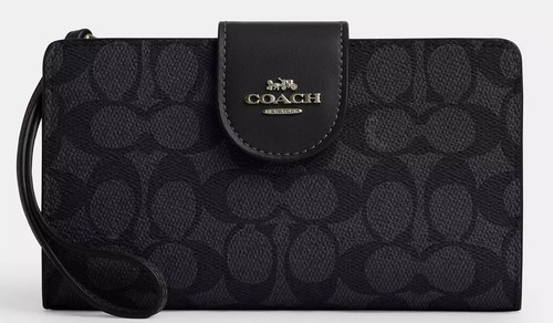 ❤️Portafoglio tecnico Coach Phone CW780 nero antracite tela rivestita firmata Nuovo con etichette