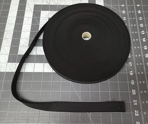 1 INCH WIDE WOVEN ELASTIC TEX POLYESTER UPOLSTERY GRADE SOLD BY THE YARD BLACK - Picture 1 of 2