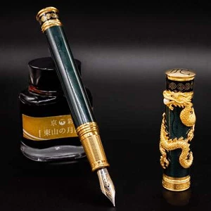 David Oscarson Black Water Dragon Fountain Pen - Opaque Black - Picture 1 of 14