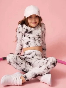 SHEIN Kids HYPEME Girls Tie Dye Tee And Leggings Set 11-12 Years - Picture 1 of 7