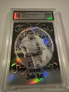 2019 Leaf Metal Babe Ruth Black Yankees SSP 3/15 GRADED ARENA CLUB 10 GEM MT #21 - Picture 1 of 6