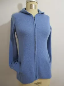 M Hoodie CASHMERE Sweater Max Studio Pockets Full Zipper Blue - Picture 1 of 10