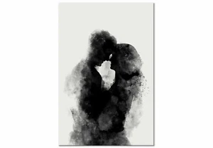 QUADRI MODERNI TELA 100X70 ACQUERELLO WATERCOLOR BACIO KLIMT BIANCO E NERO LOVE - Foto 1 di 1