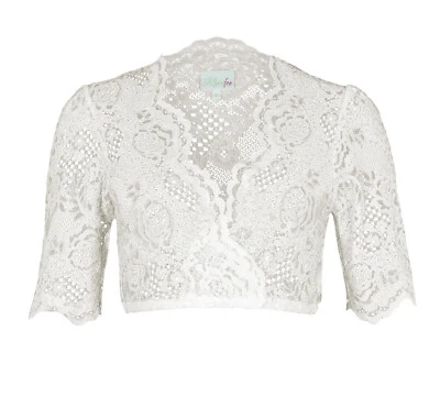 Alpenfee Dirndlbluse Nalia, große Größen Gr. 36 Damen halbarm Spitze ecru weiß - Bild 1 von 4