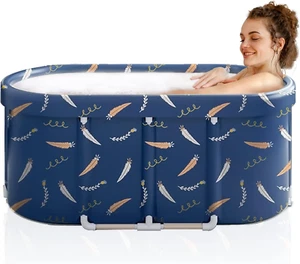 47" Oval Portable Bathtub Foldable Freestanding Bathtub Japanese Soaking Tub NEW - Picture 1 of 7