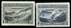 SAVOYSTAMPS-LIECHTENSTEIN -1931-ZEPPLIN POST- Zeppelin over Naafkopf - 1 & 2 Fr