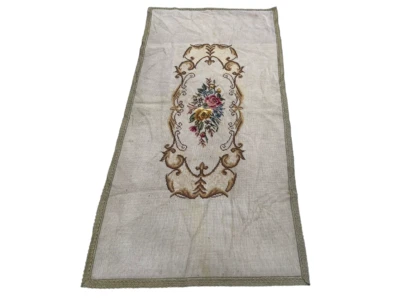 Vintage French Aubusson Rug Needle Point Wool Home Décor Carpet 110x53 cm - Image 1 of 4