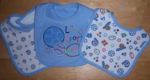 Gerber 3PK Dribbler Bibs, Sports, Baseball, Football, Baby Shower, Diaper Cake - Picture 1 of 1