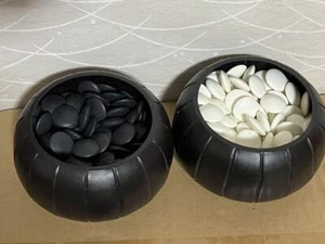 Go Stones White 181 Black 180 Stones & Go Bowls for Japanese IGO Game Vintage - Picture 1 of 6