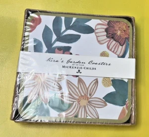 Nuevo JUEGO DE 4 POSAVASOS CON RESPALDO DE CORCHO MACKENZIE CHILDS "KIRA'S GARDEN" - Imagen 1 de 4