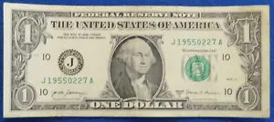 $1 One Dollar Bill Fancy Serial Number - Feb. 27th 1955 - Birthday Note - Picture 1 of 2