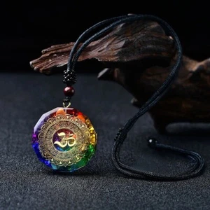 Orgonite Pendant Om Symbol Luminous 7 Chakra Healing Men Necklace Xmas Gift - Picture 1 of 9