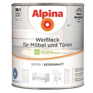 Alpina Barniz Blanco para Muebles y Puertas Mate Seda 0,75 Ltr. Pintura para muebles - Imagen 1 de 3