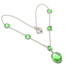 Green Tsavorite Gemstone Handmade 925 Sterling Silver Jewelry Necklace Sz 18"