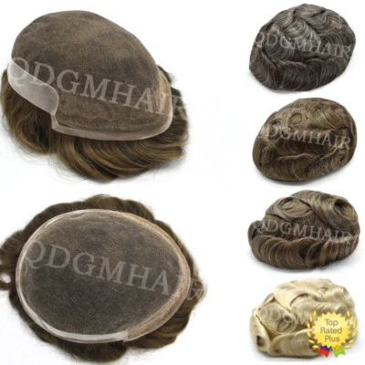 French Lace Front Mens Toupee Hair System Replacement Wig for Men Hairpiece US - Image 1 of 4