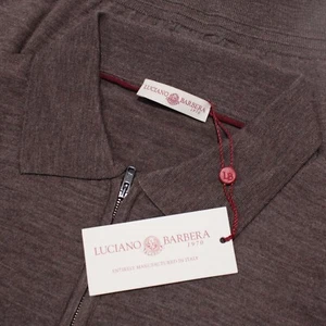 Luciano Barbera NWT 1/4 Zip Sweater Size 50 US Medium in Brown 100% Wool - Picture 1 of 8