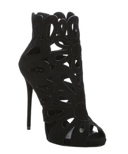 $1600 Athentic GIUSEPPE ZANOTTI Women’s Suede Floral Cutout Stiletto Sandals - Picture 1 of 8