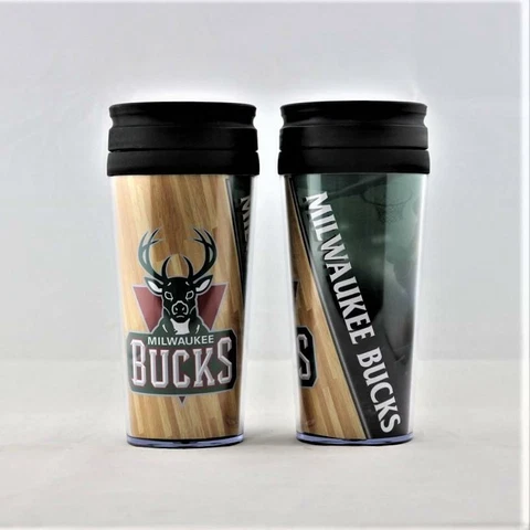 Milwaukee Bucks NBA Licensed Acrylic Tumbler Coffee Mug w/wrap Insert Cover