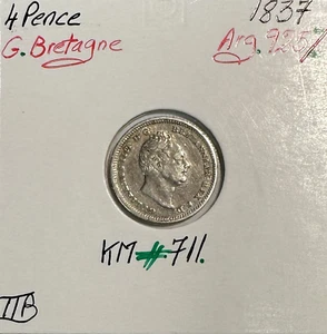 ROYAUME-UNI / GRANDE BRETAGNE (4 Pence 1837) Monnaie en Argent // TTB (REF 1) - Picture 1 of 2