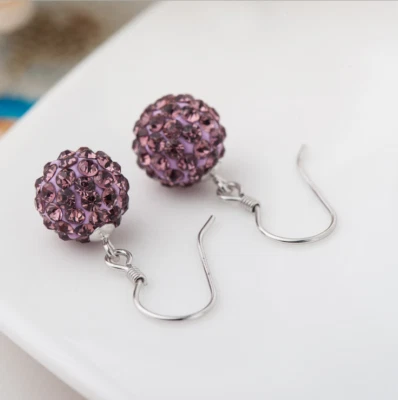 Pendientes Huggie de plata esterlina 925 bola discoteca corazón gancho gota pasador regalo Foto 1 de 4