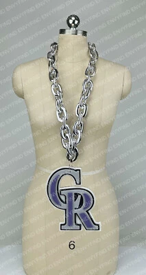 New MLB COLORADO ROCKIES SILVER Jumbo Big Fan Chain Necklace Foam MI USA - Image 1 of 3